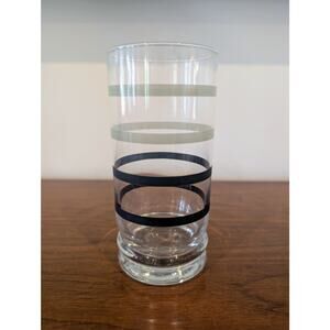 Vintage Pfaltzgraff “Sphere” 16 oz Cooler Glass – Sage Green & Charcoal Rings